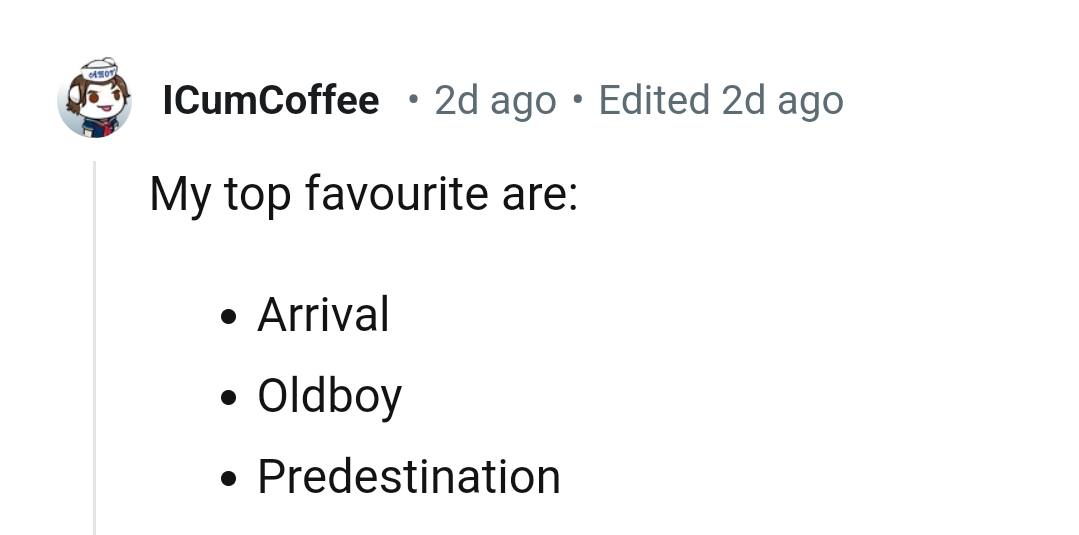 25. The Arrival, Oldboy and Predestination Movies