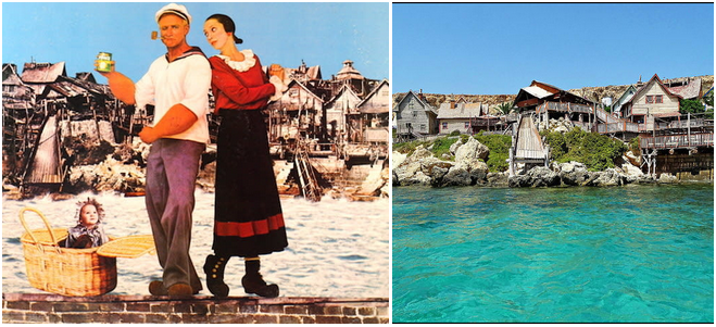 Popeye's Village, built for the 1980 movie starring Robin Williams and Shelley Duvall, is in Malta. After filming, the set was abandoned, but the country later turned it into a tourist attraction.