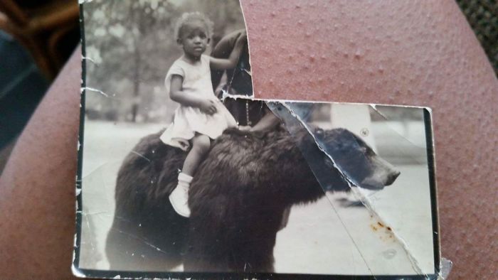 4. “My mother-in-law riding a bear at 2 years old.”