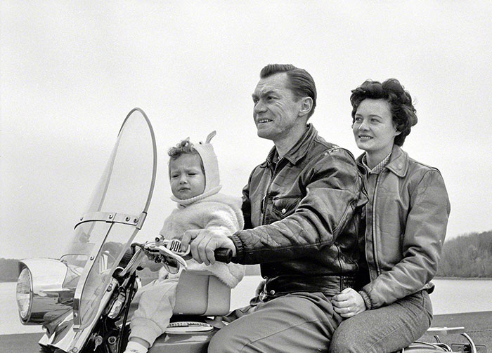 9. “Harley with a baby seat, 1962.”