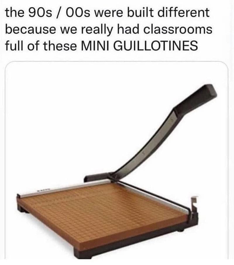 "Any paper cutters on campus?"