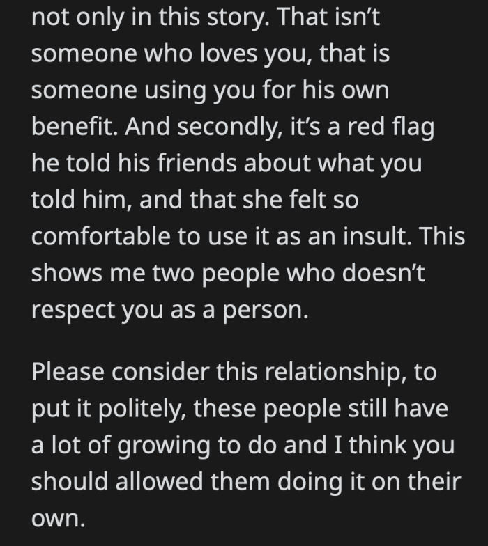 He couldn't even keep OP's dating history to himself. Also, OP's history consists of three people! Somebody call Guinness; this must be a record!