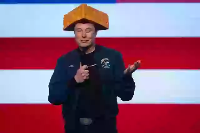 Elon Musk sported a cheese hat at a Wisconsin rally this weekend.