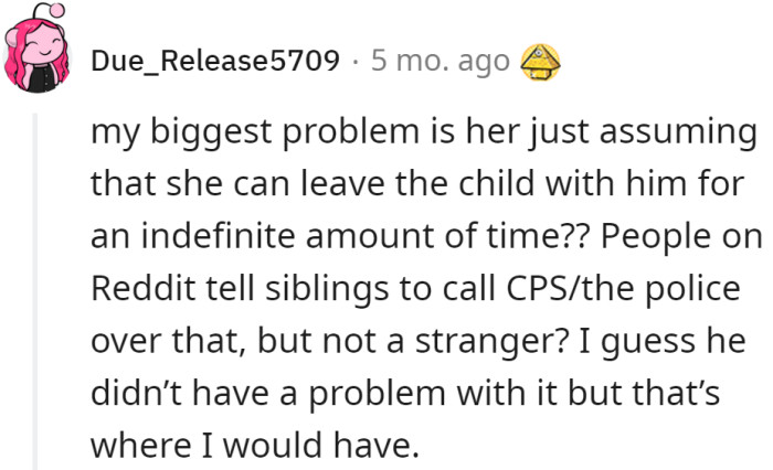 "My Biggest Problem Is Her Just Assuming That She Can Leave the Child with Him for an Indefinite Amount of Time?"