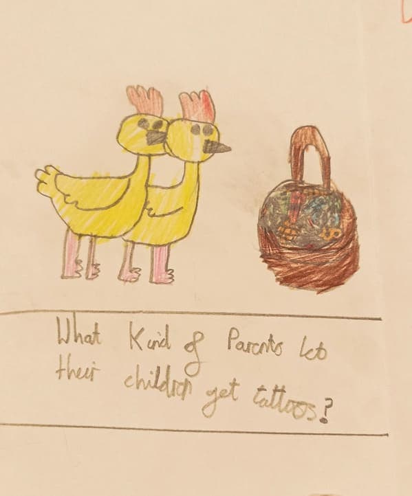 13. “My 9-year-old's first comic. Happy Easter.”