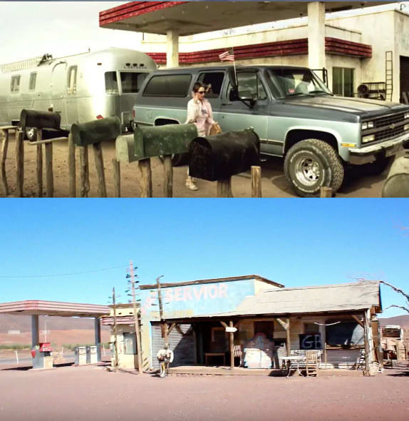 This is the gas station from The Hills Have Eyes. Even though the movie is set in New Mexico, the gas station is in Ouarzazate, Morocco.