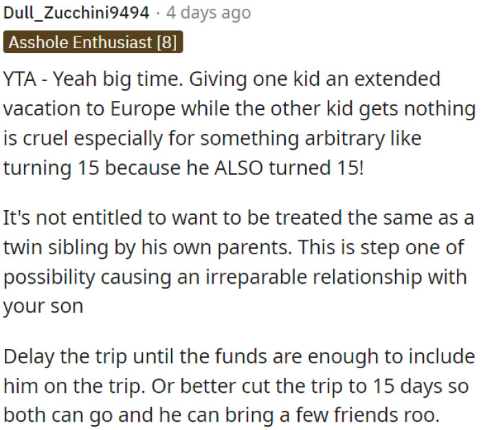 Father Sends Daughter To Europe On Vacation, Her Twin Brother Angry