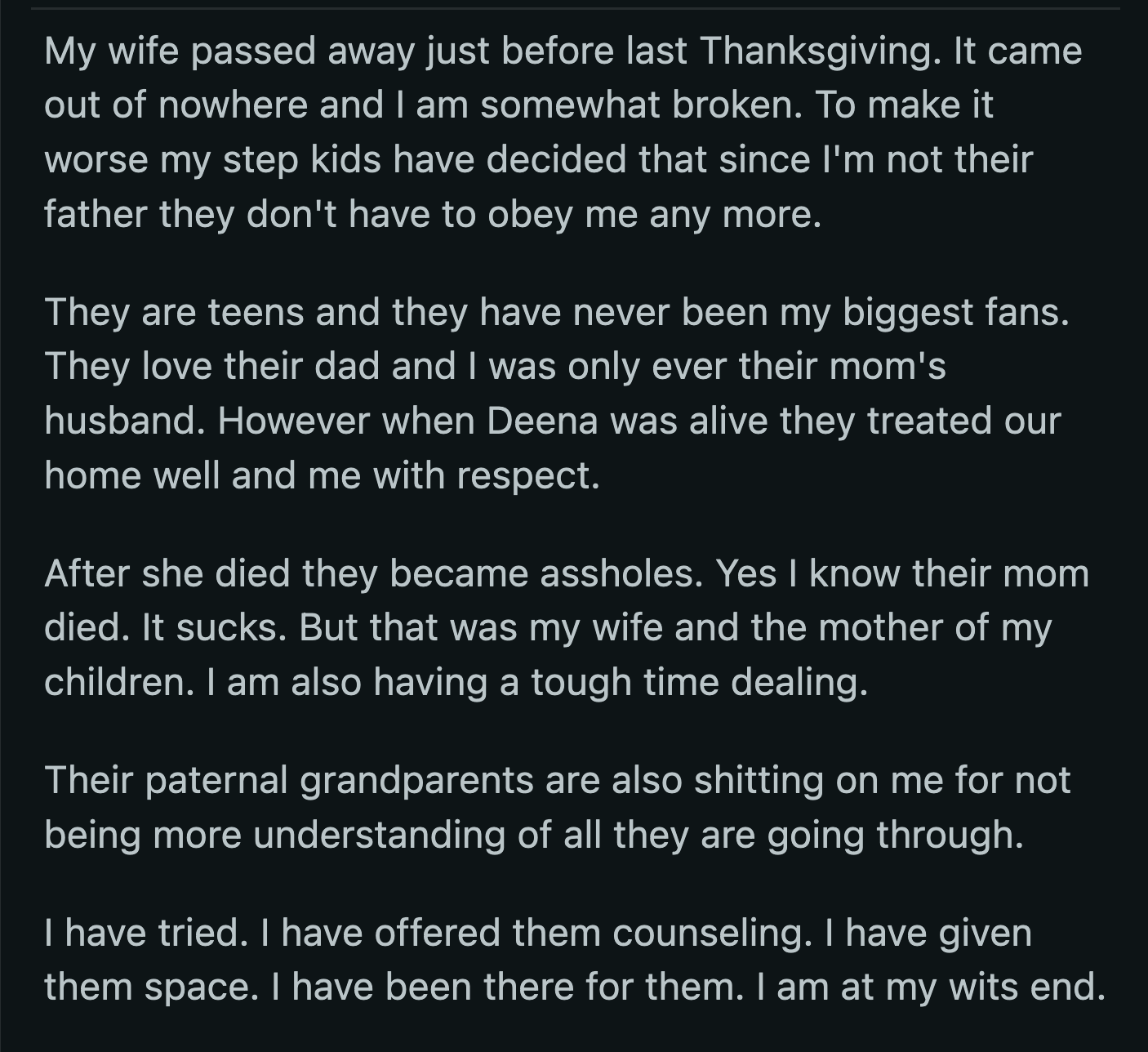 The grandparents said OP was being too hard on them and should let them stay for as long as they wanted.