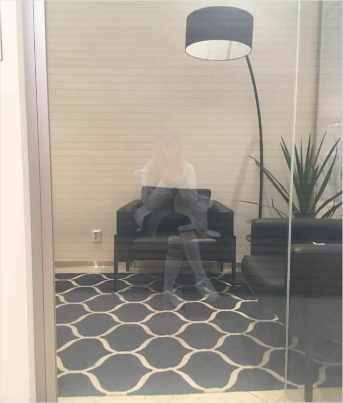 "Sat on a Bench Outside an Office and Noticed My Reflection in the Window Perfectly Fit in the Chair"