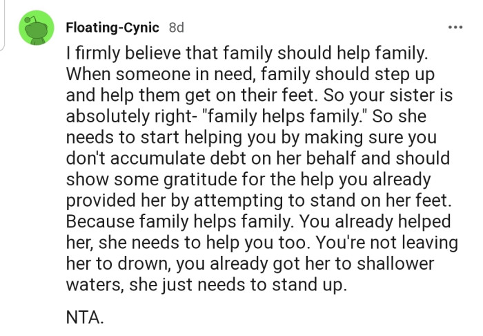 "You're not leaving her to drown; you already got her to shallower waters; she just needs to stand up."