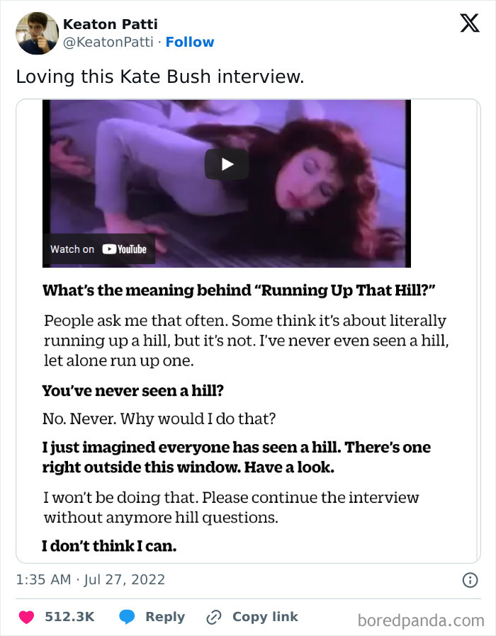 31. This Kate Bush interview