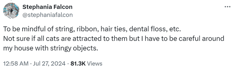 17. Stringy objects, ribbons, hair ties, and dental floss
