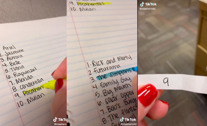 She randomly selects two names and merges them.