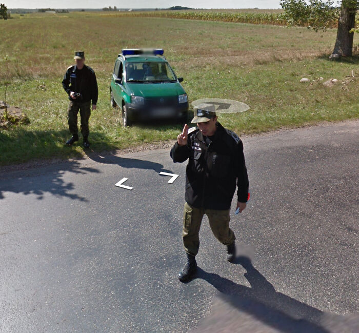 "Street View Car Getting Pulled Over In Poland"