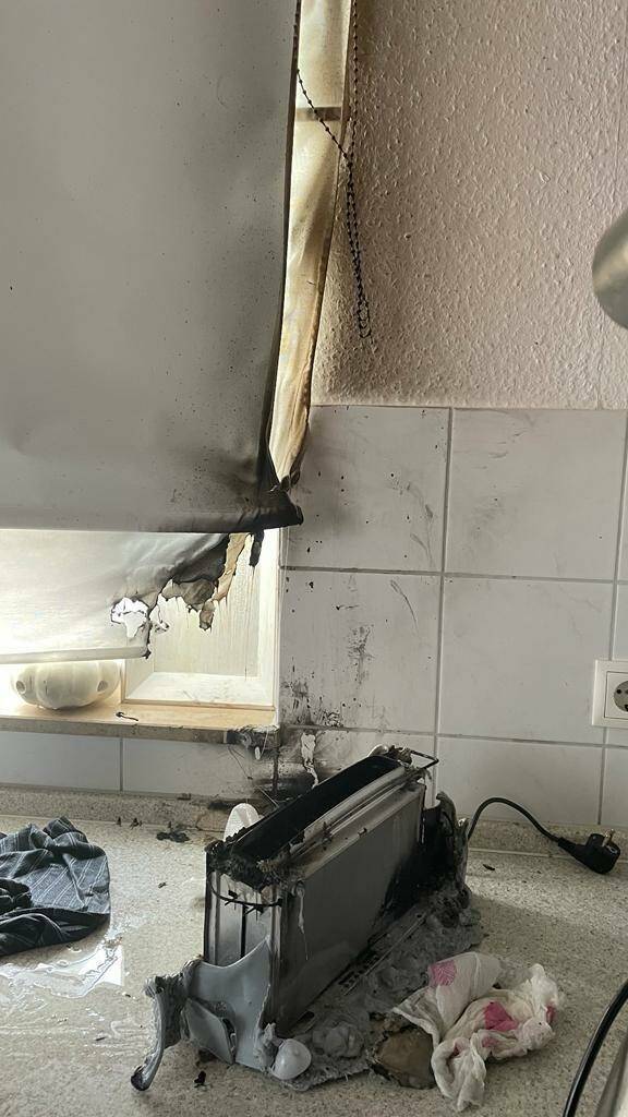 2. “Well, that’s one way to start the morning. Toaster burnt down.”