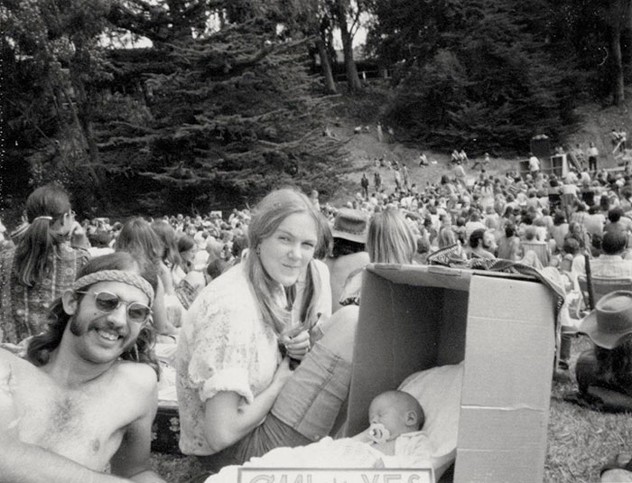 21. “California marijuana initiative rally 1972. That’s me in the box and my parents in the picture.”