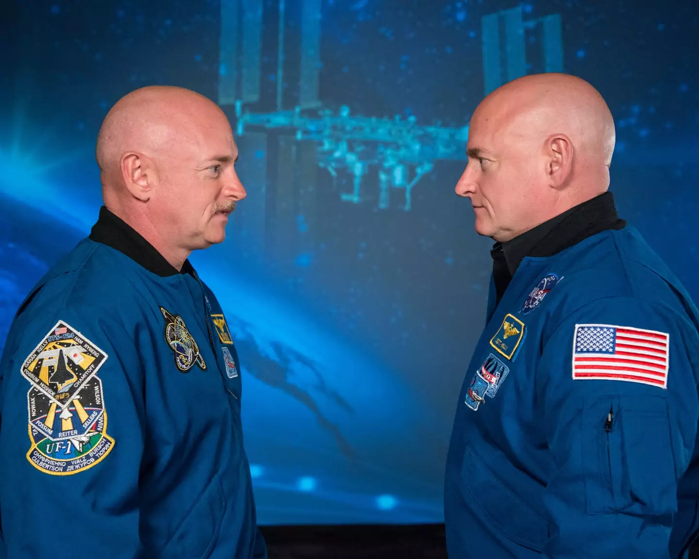 Both Scott (right) and Mark (left) have now earned their cosmic stripes, each having ventured to space