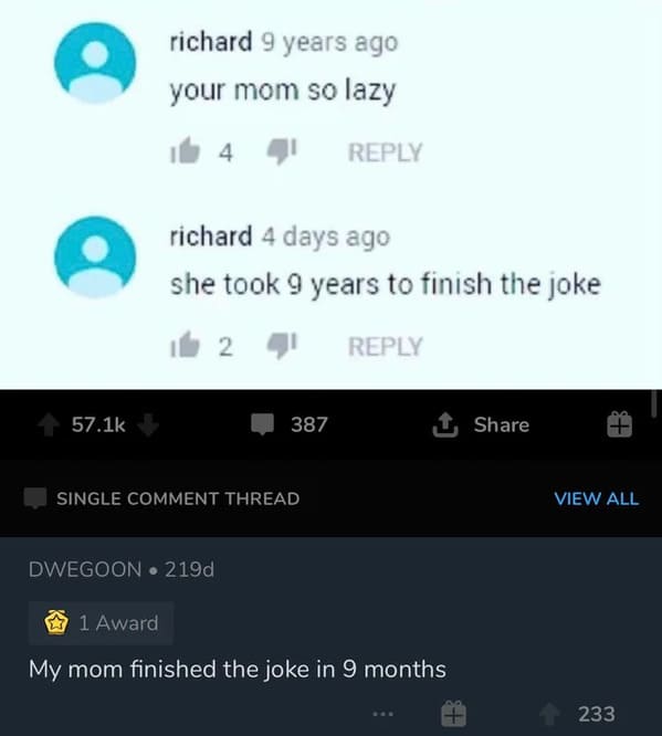 7. "Taking yo mama jokes to the next level."