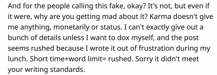 She doesn’t have anything to gain if she would lie about…