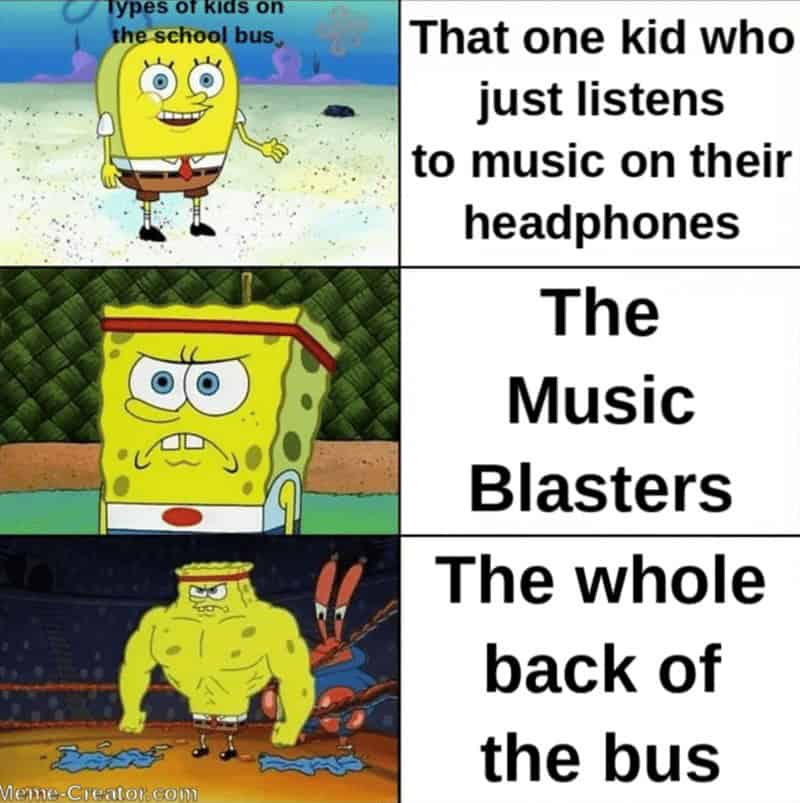 18. The types of kids on a school bus.