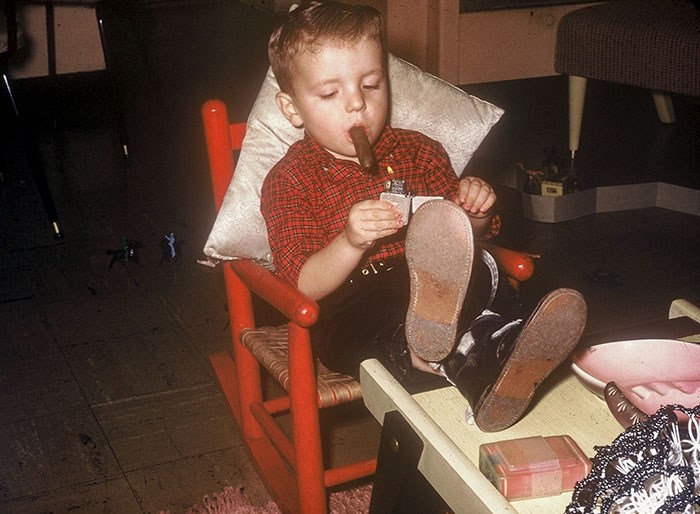 30. “Me, 1958, relaxing after my bath with Toby, I was never again this cool.”