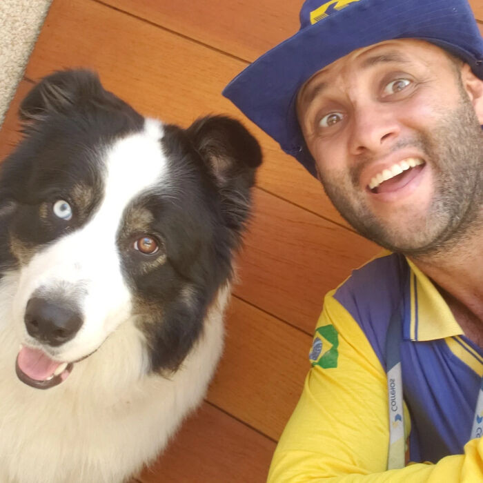 48. “Two different eye colors, one shared mission: brighten everyone’s day.”