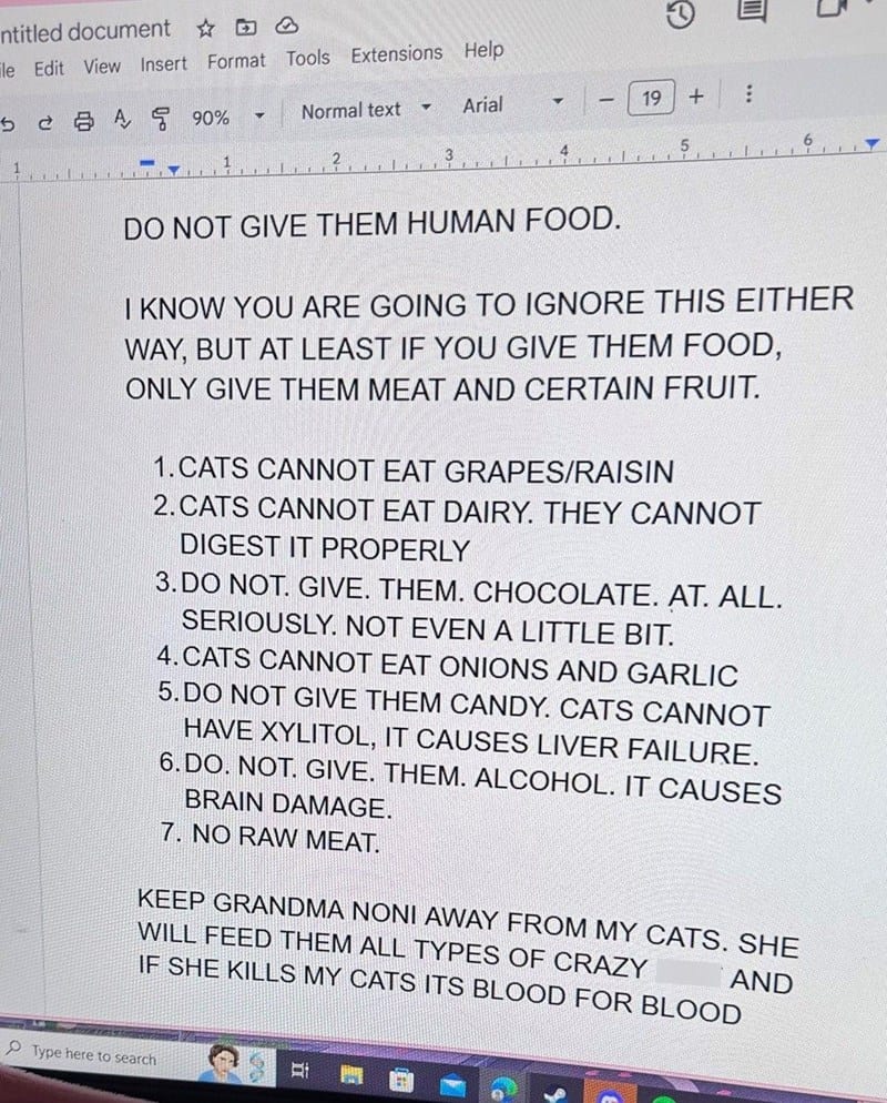 2. This is her cat-sitting manual