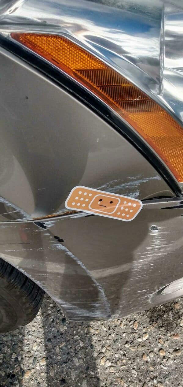 25. "Hubby Was Mad When I Dented My Car, So I Fixed It. I Swear The Cement Pillar I Parked Next To Came Out Of Nowhere"