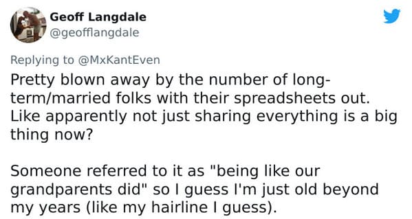 Not sharing everything is a big thing now...