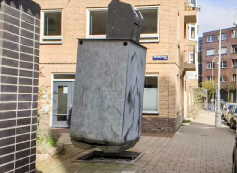 9. "Remarkably large trash cans spotted in Amsterdam."