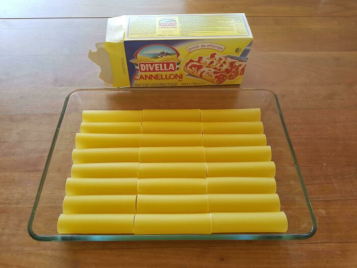 "This Entire Box of 24 Cannelloni in a Glass Tray"