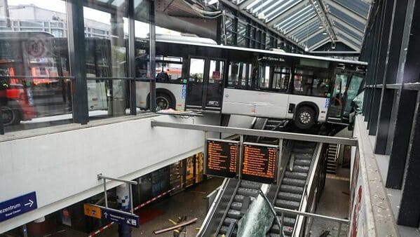 10. “Bus crashed through a glass at the train station in Hamburg.”