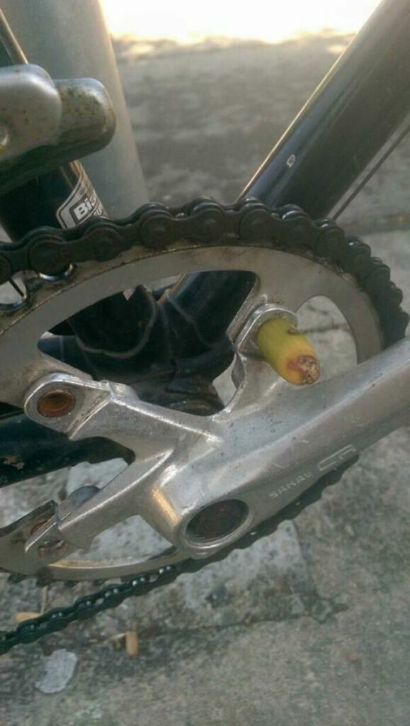 39. "Someone Stole My Large Chainring And Bolts, So I Used An Acorn To Make It The Two Miles To The Train Station."
