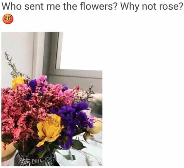 19. "This person only wants one type of flower."
