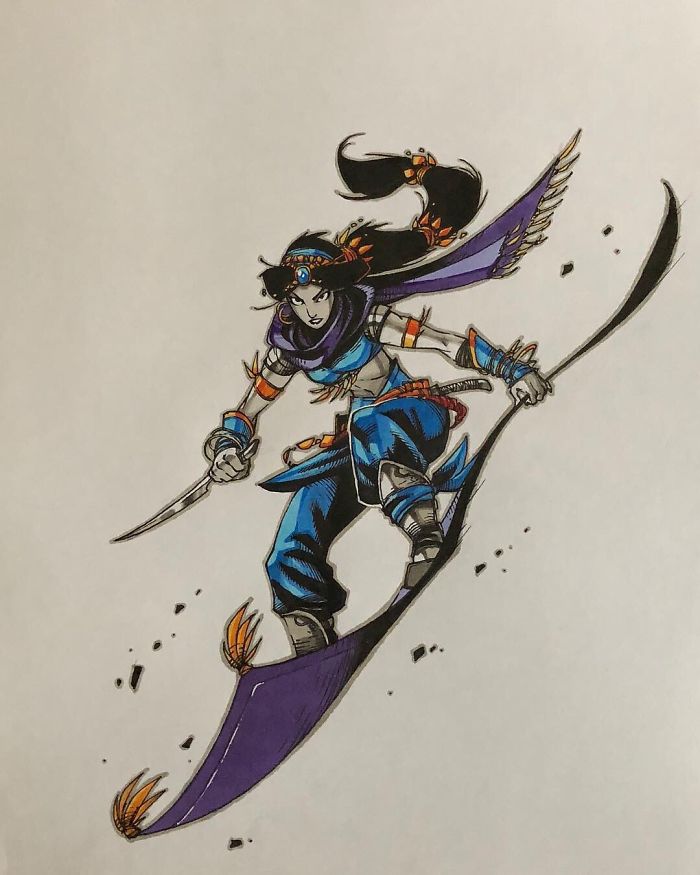 "Jasmine Flying In On Carpet"