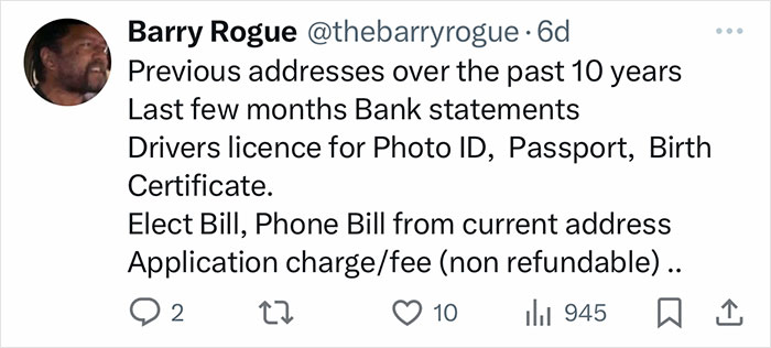 “Previous addresses over the past 10 years”