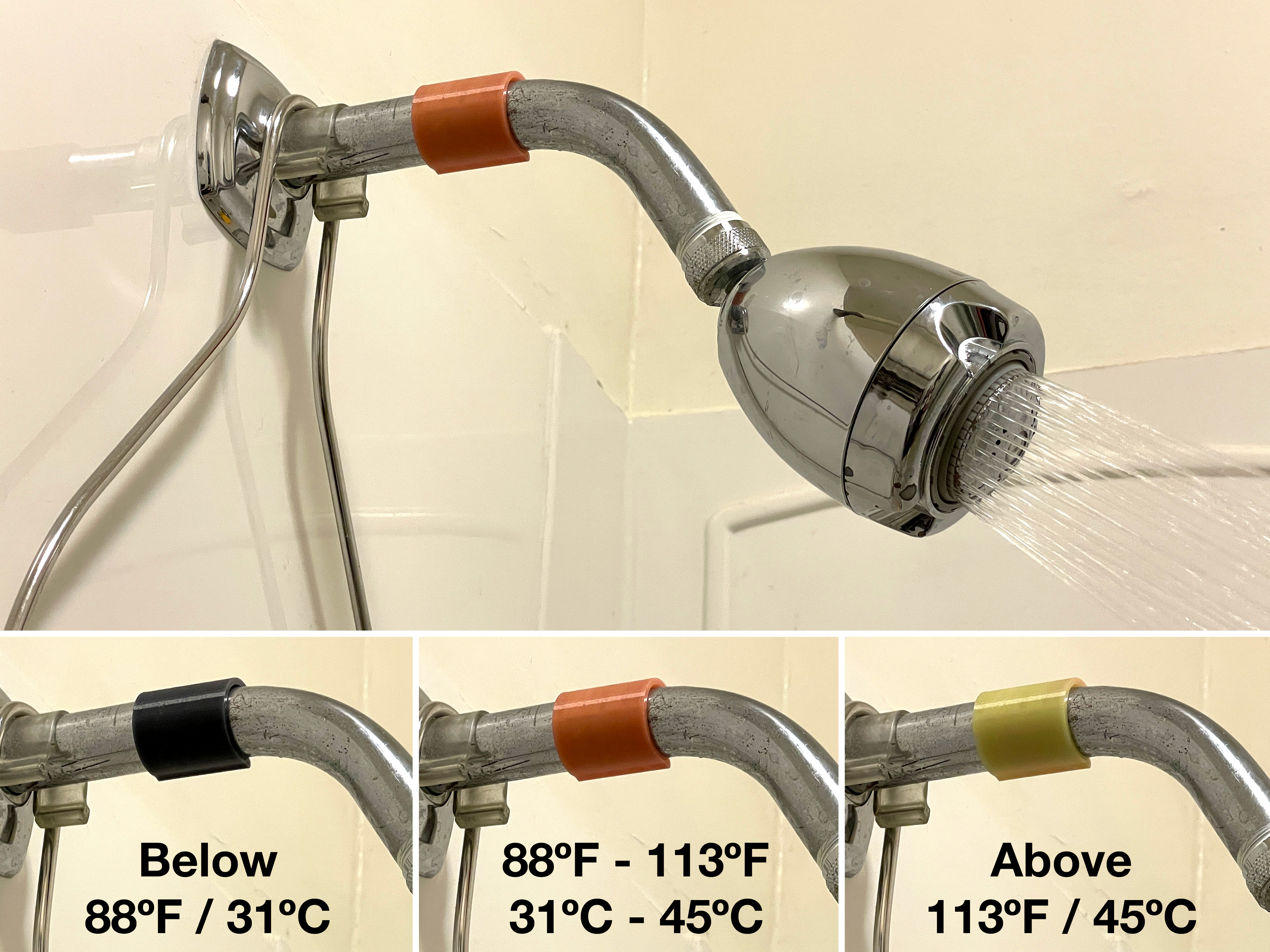 5. ā3D Printed Clip-On Temperature Indicator For The Shower Pipe To Show When Itās Warm Or Too Hot. Iām Disabled, So I Canāt Always Tell Temperature With My Hand, And I Didnāt Want To Use One Of Those LED Showerheads Because Electricity + Water = Bad.ā