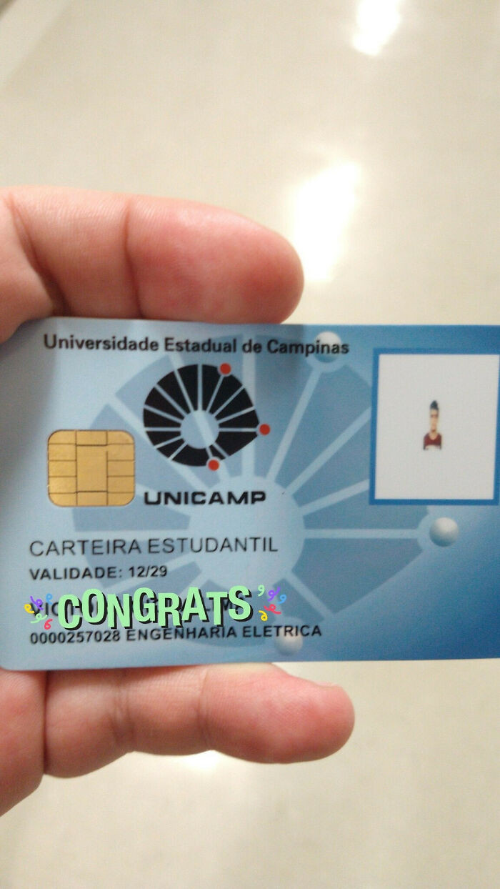 14. “My photo on my college card.”