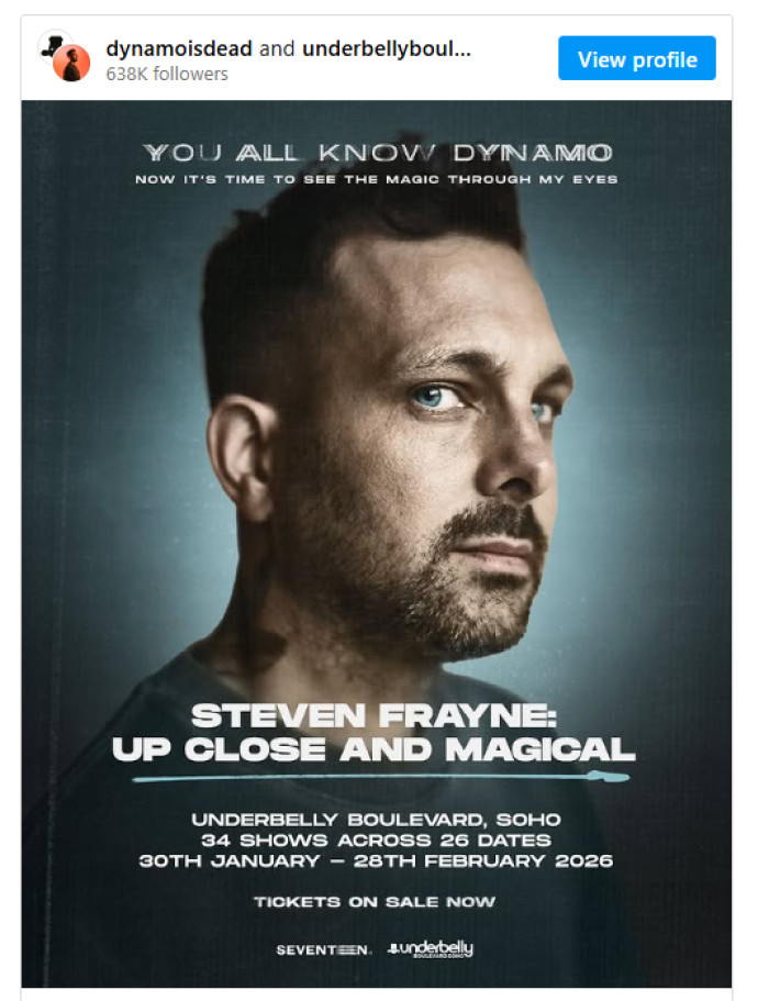 “It’s about letting people share in the experience that you can’t hide behind big spectacle stage shows, you can’t hide behind the smoke and the mirrors,” Frayne says, his lunch untouched beside him during a press day in London.