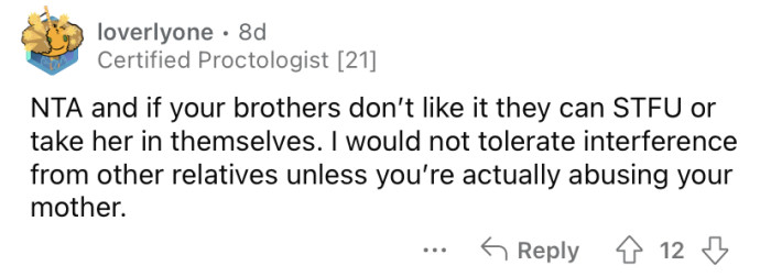 "They can STFU or take her in themselves."