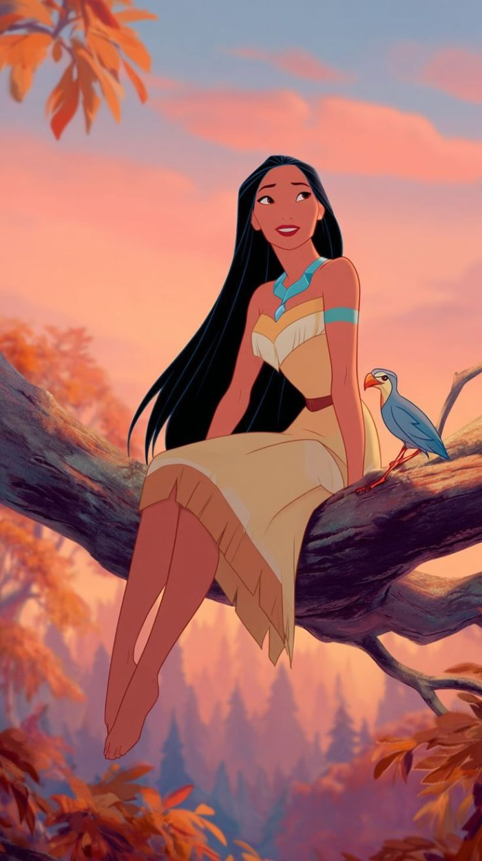 Pocahontas (Pocahontas, 1995) has the longest, straightest black hair in the catalog. She is also the only Disney princess based on a real historical person, a Powhatan woman born around 1596, which the film fictionalized heavily.