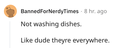 10. Someone who doesn't wash the dishes they used