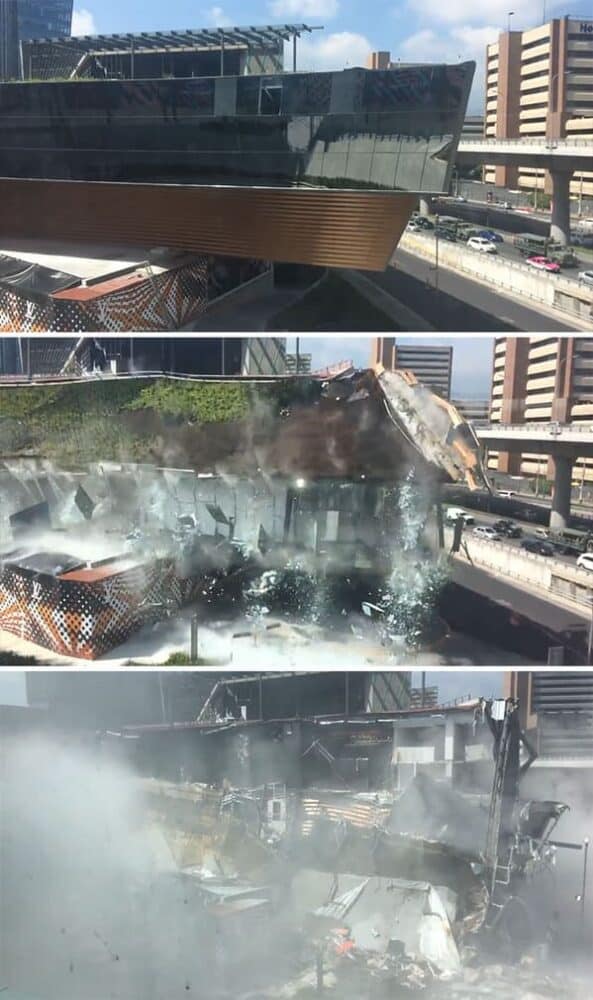 12. “A three-story mall that was still under construction started making some noises from the metal structures. Everyone was evacuated, and five minutes later, the collapse occurred.”