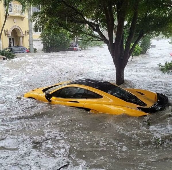 5. “A McLaren underwater due to Hurricane Ian in Miami.”