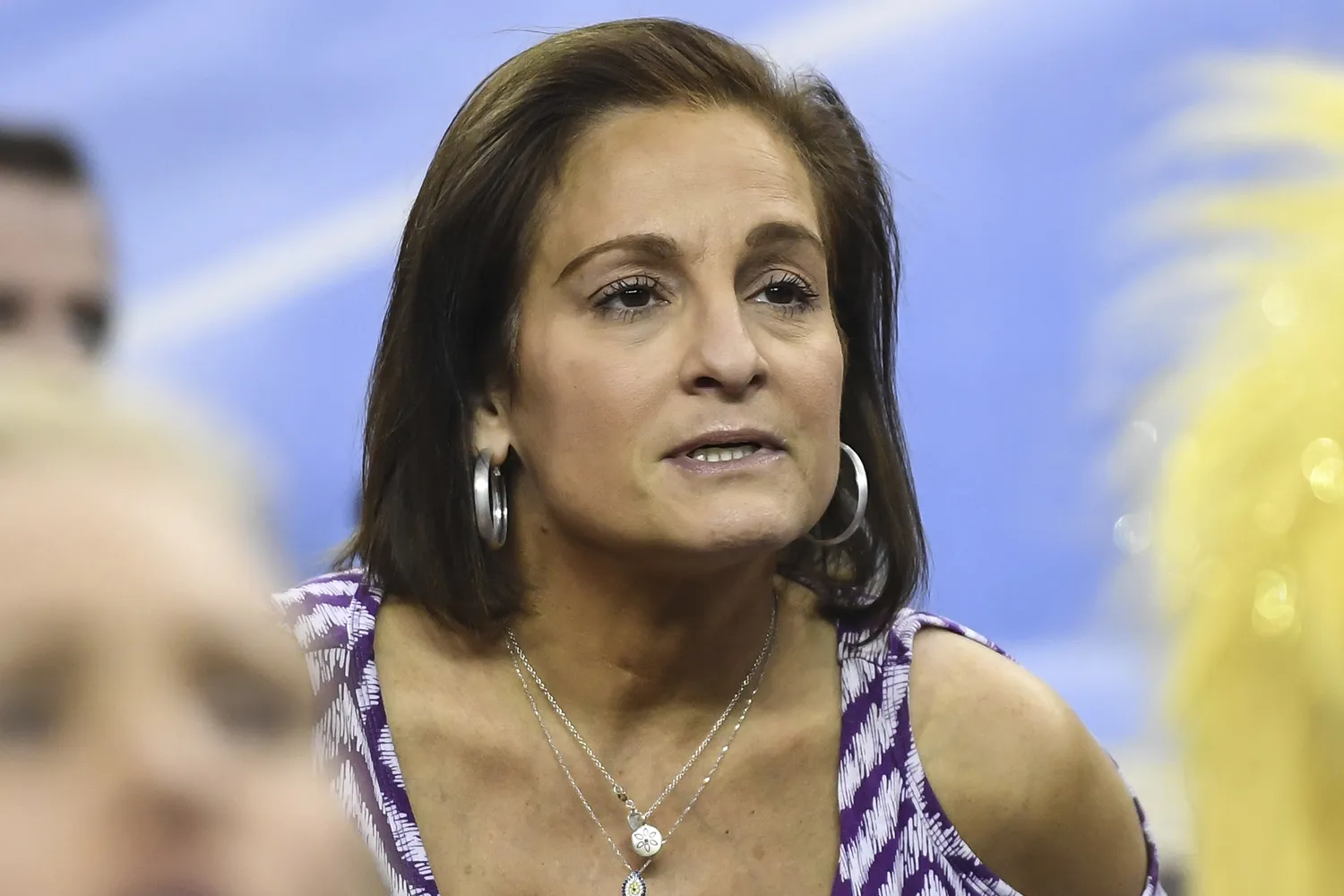 The video captures the 57-year-old former Olympic star in a tense moment.