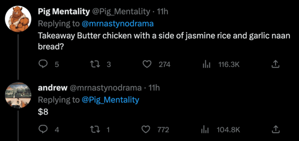 Eight dollars for an entire meal sounds doable, and that's what it used to be, but now you will pay over ten.