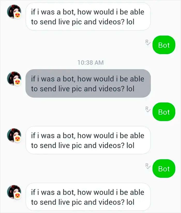 24. "The Person Who Definitely Wasnāt Talking With A Bot"