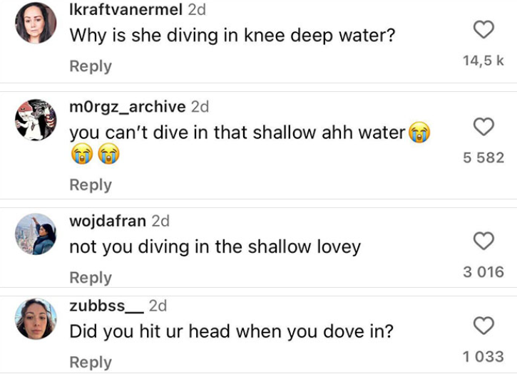 Kim faced criticism for her daring plunge, drawing swift trolling comments.