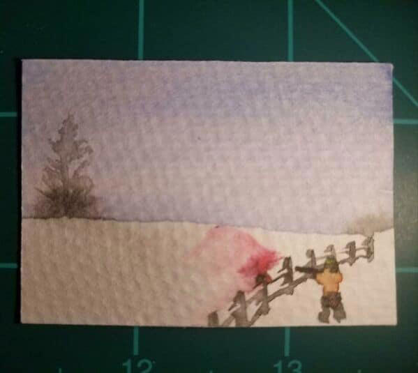 7. "I Tried To Paint A Little Cardinal On This Snowy Fence, But It Got Smeared. Thankfully, I Was Able To Fix It"