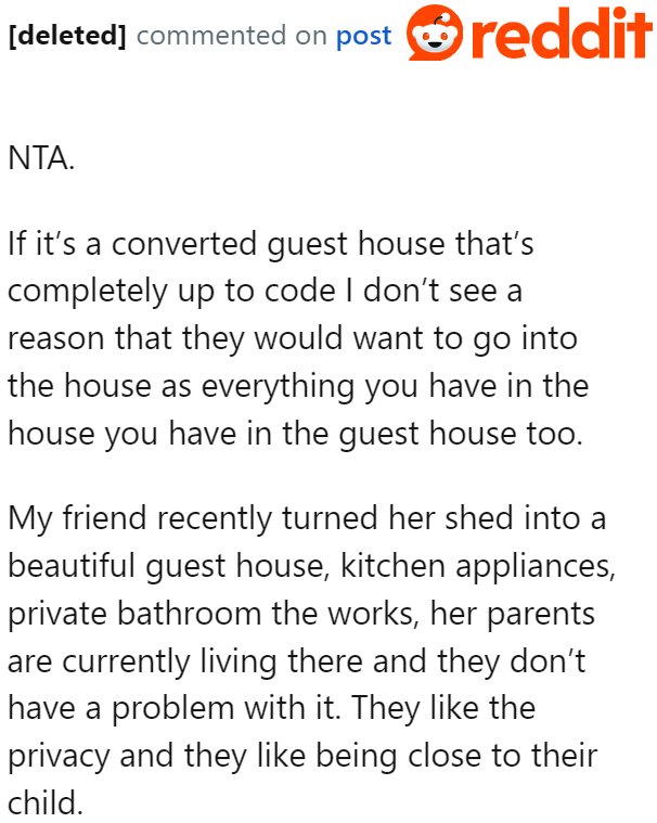 The parents should be thankful that they're getting the privacy they need while being close to their daughter.